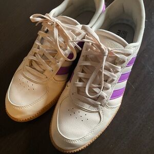 Adidas Cloudfoam Plus Women's Tan and Purple Sneakers